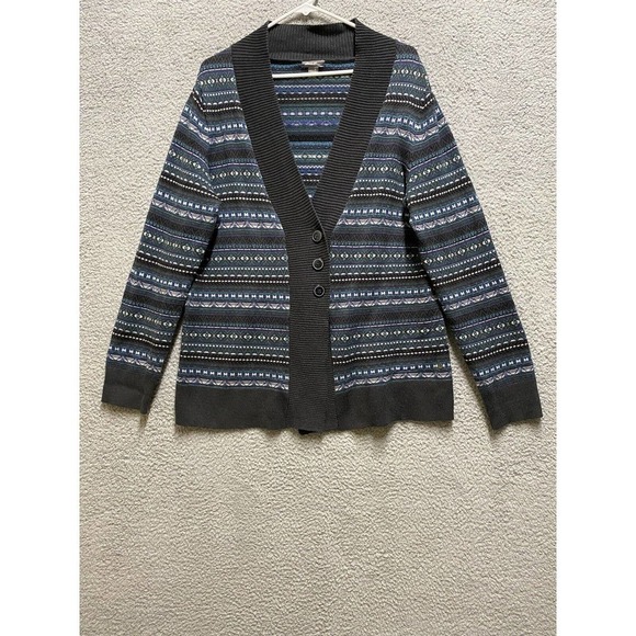 Eddie Bauer Sweater Womens XL Blue Lambswool Blend Button Up Cardigan - Picture 1 of 6